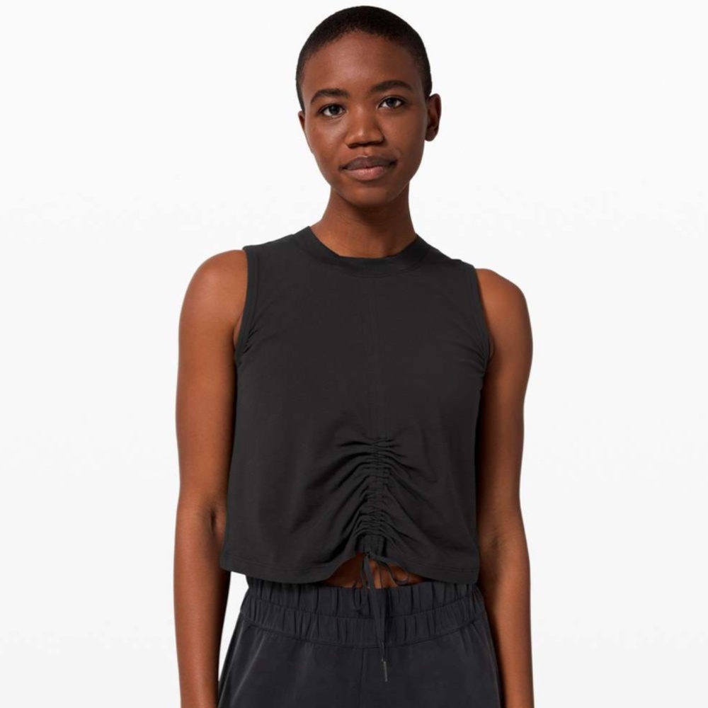 LULULEMON CINCH ME UP FRONT TANK Black SIZE 8